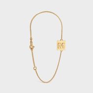 Celine Alphabet Bracelet with Letter M in Brass with Gold Finish Gold