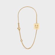 Celine Alphabet Bracelet with Letter U in Brass with Gold Finish Gold