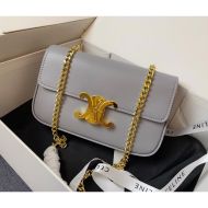 Celine Claude Chain Shoulder Bag in Shiny Calfskin Grey