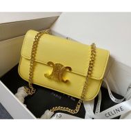 Celine Claude Chain Shoulder Bag in Shiny Calfskin Lemon