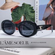 Celine CL40194 Triomphe Oval Sunglasses in Acetate Black/Silver