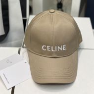 Celine Embroidery Baseball Cap in Cotton Khaki