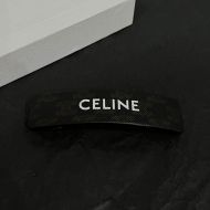 Celine Hair Clip in Triomphe Canvas and Steel with Celine Print Black