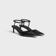 Celine Kitten Slingback Pumps Women Calfskin with Metal Toe Black