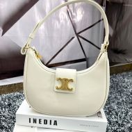 Celine Medium Ava Triomphe Bag in Smooth Calfskin White