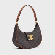 Celine Medium Ava Triomphe Bag in Triomphe Canvas and Calfskin Brown