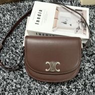 Celine Medium Besace Triomphe Bag in Supple Calfskin Coffee