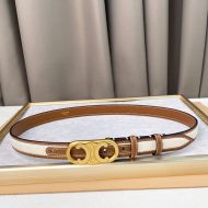 Celine Medium Framed Triomphe Belt in Calfskin Fabric with Triomphe Allover Print Brown/White