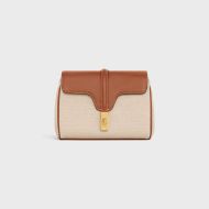 Celine Mini Soft 16 Bag in Textile and Calfskin White/Brown