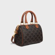 Celine Small Boston Bag in Triomphe Canvas Brown