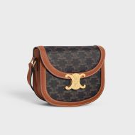 Celine Besace Crossbody Bag in Triomphe Canvas Brown