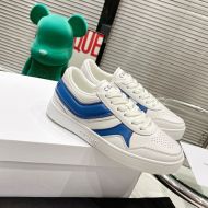 Celine Trainer Low Lace-Up Sneakers Unisex Calfskin and Laminated Calfskin White/Blue