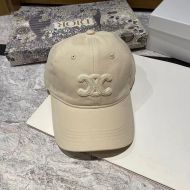 Celine Triomphe Baseball Cap in Cotton Beige