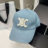 Celine Triomphe Baseball Cap in Canvas Blue