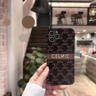 Celine Triomphe iPhone Case in Monogram Silicon with Signature Print Black