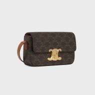 Celine Claude Shoulder Bag in Triomphe Canvas Brown