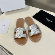 Celine Triomphe Slides Women Calfskin Silver