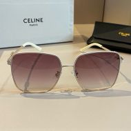 Celine Triomphe Square Sunglasses in Metal and Acetate White