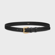 Celine Women BC-07 25MM Belt in Taurillon Leather with Faceted Buckle Black/Gold