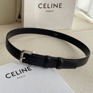 Celine Women BC-07 25MM Belt in Taurillon Leather with Faceted Buckle Black/Silver