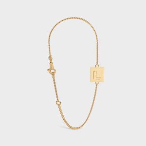 Celine Alphabet Bracelet with Letter L in Brass with Gold Finish Gold