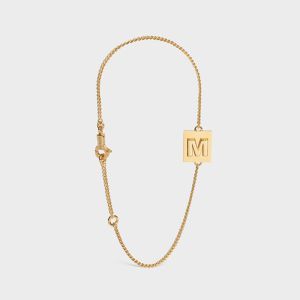 Celine Alphabet Bracelet with Letter M in Brass with Gold Finish Gold