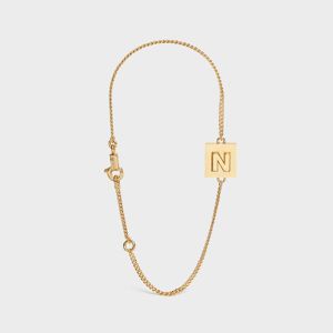 Celine Alphabet Bracelet with Letter N in Brass with Gold Finish Gold