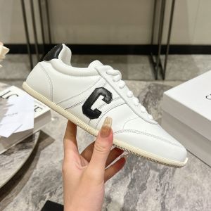 Celine Jogger Low Lace-Up Sneakers Women Calfskin with C Patch and Triomphe Heel White/Black