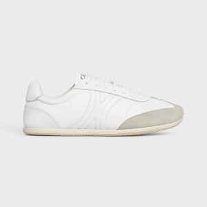 Celine Jogger Low Lace-Up Sneakers Women Calfskin and Suede Calfskin White/Beige