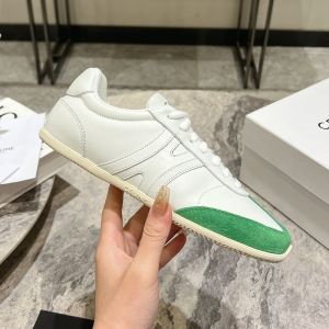 Celine Jogger Low Lace-Up Sneakers Women Calfskin and Suede Calfskin White/Green