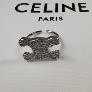 Celine Open Chain Triomphe Ring in Brass with Crystals Silver