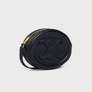 Celine Mini Oval Bag in Smooth Calfskin with Cuir Triomphe Black