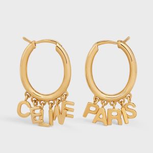 Celine Paris Hoop Earrings in Brass with Gold Finish Gold
