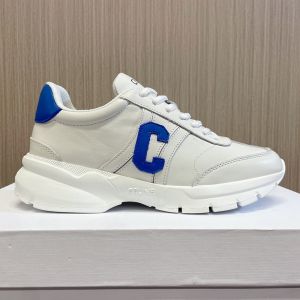 Celine Runner CR-02 Low Lace-Up Sneakers Unisex Calfskin White/Navy Blue