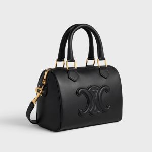 Celine Small Boston Bag in Smooth Calfskin with Cuir Triomphe Black