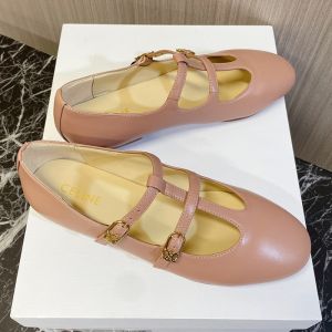 Celine Les Ballerines Flats Women Lambskin with Triomphe Buckle Pink