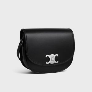 Celine Medium Besace Triomphe Bag in Supple Calfskin Black