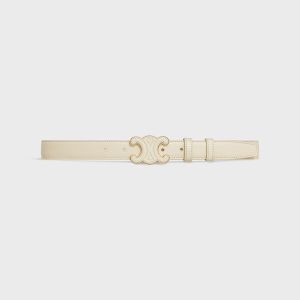 Celine Medium Cuir Triomphe Belt in Smooth Calfskin White