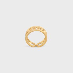 Celine Triomphe Multi Cuff Ring in Brass with Gold Finish Gold