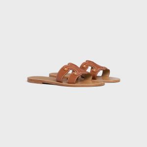 Celine Triomphe Slides Women Calfskin Brown