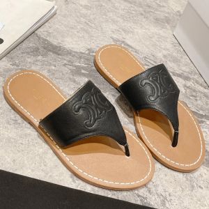 Celine Triomphe Thong Slides Women Calfskin Black