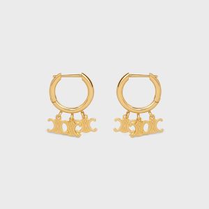 Celine Triomphe Trio Hoop Earrings in Brass with Gold Finish Gold