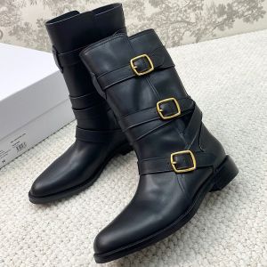 Celine Triple Buckles Boots Women Calfskin Black