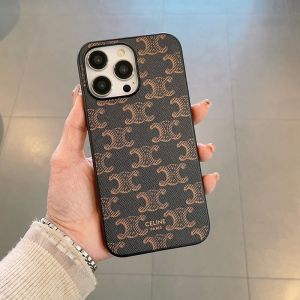Celine Triomphe iPhone Case in Canvas Silicon Brown