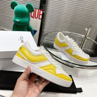 Celine Trainer Low Lace-Up Sneakers Unisex Calfskin and Laminated Calfskin White/Yellow