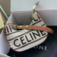 Celine Ava Bag in Striped Textile with Celine Jacquard White/Black