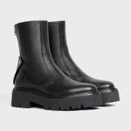 Celine Bulky Boots Women Calfskin with Back Zip and Triomphe Black