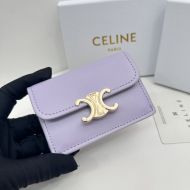 Celine Card Holder with Flap Triomphe in Shiny Calfskin Purple