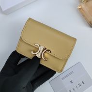 Celine Card Holder with Flap Triomphe in Shiny Calfskin Yellow