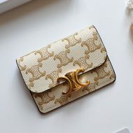 Celine Card Holder with Flap Triomphe in Triomphe Canvas Beige
